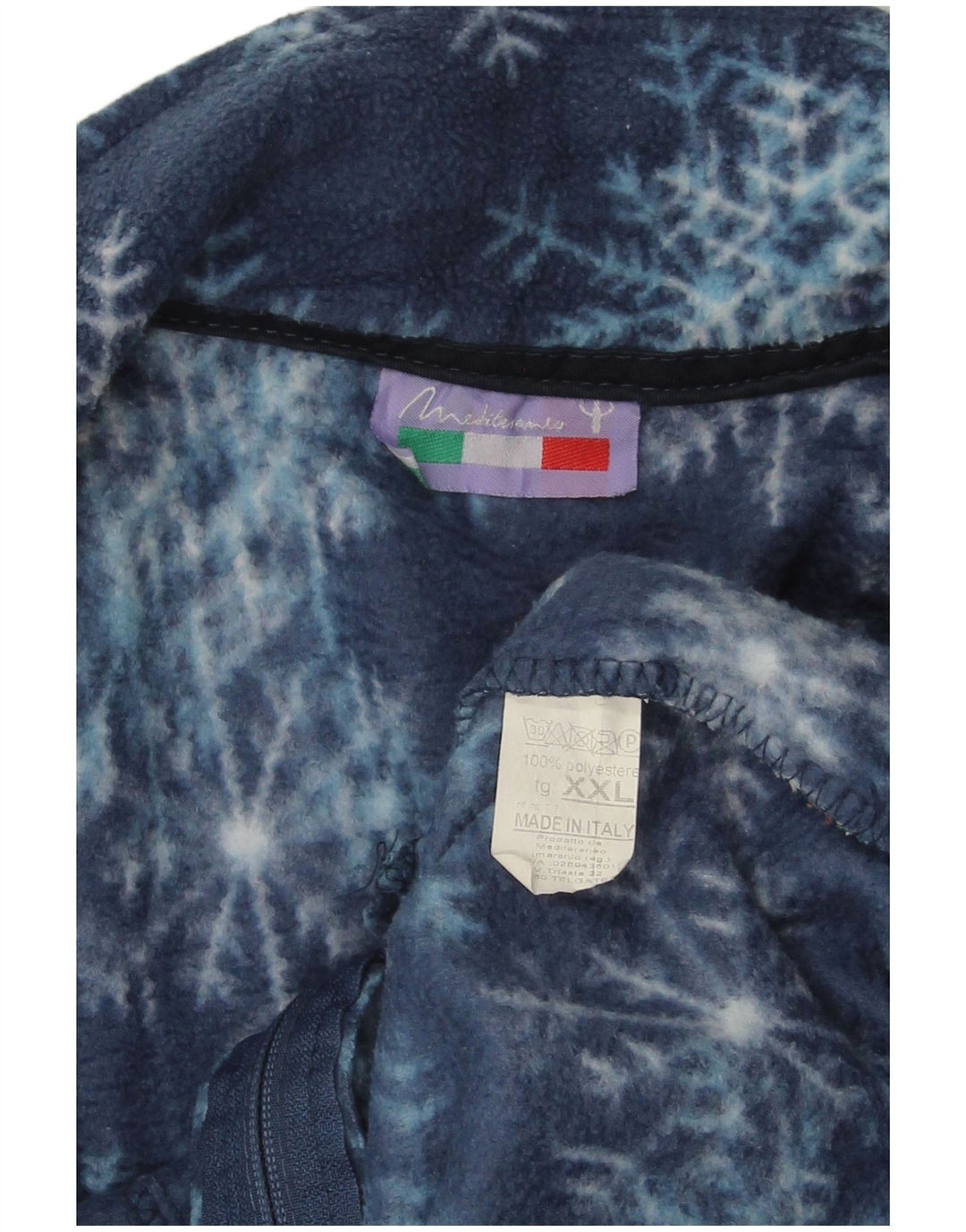 Giacca in pile da donna VINTAGE UK 20 2XL Poliestere Fair Isle blu navy