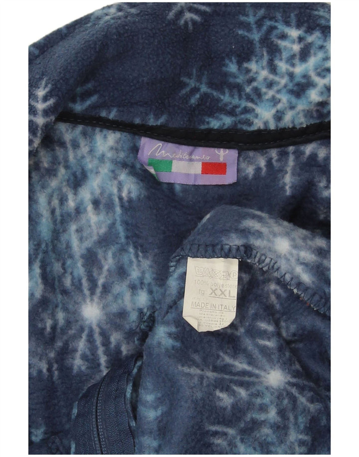 Giacca in pile da donna VINTAGE UK 20 2XL Poliestere Fair Isle blu navy