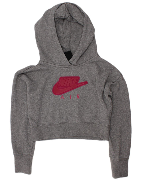 Felpa con cappuccio grafica Nike per ragazze, 8-9 anni, piccola, in cotone grigio screziato
