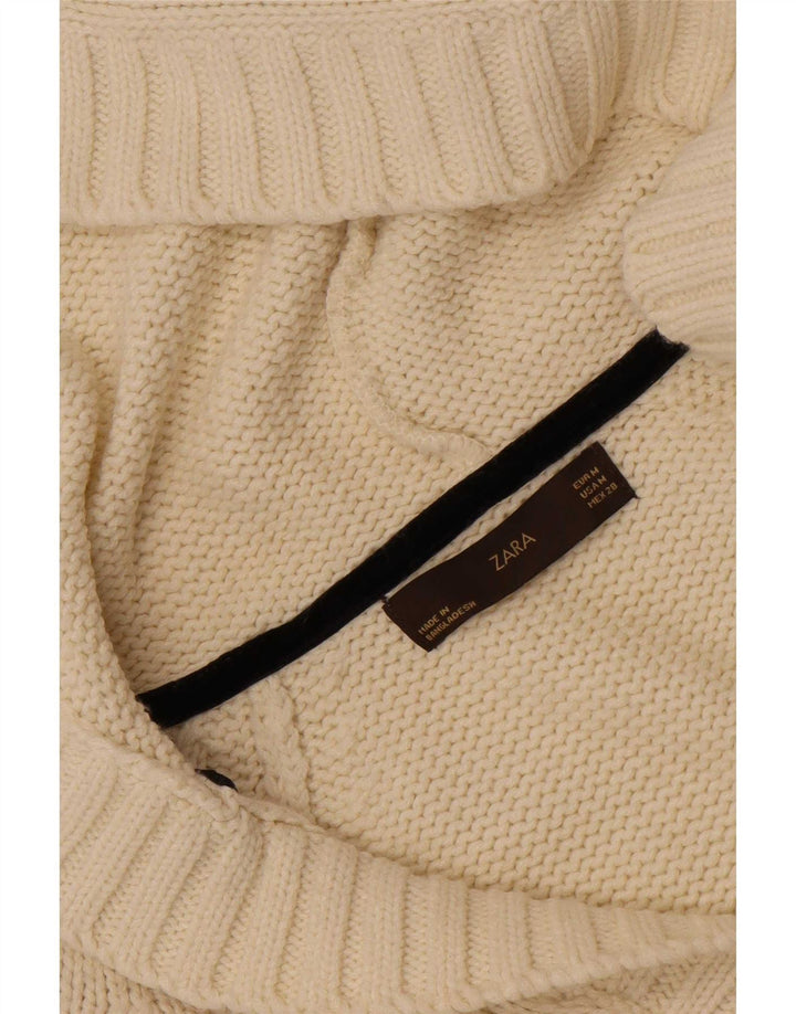 Maglione con cappuccio da donna Zara UK 12 medio bianco sporco