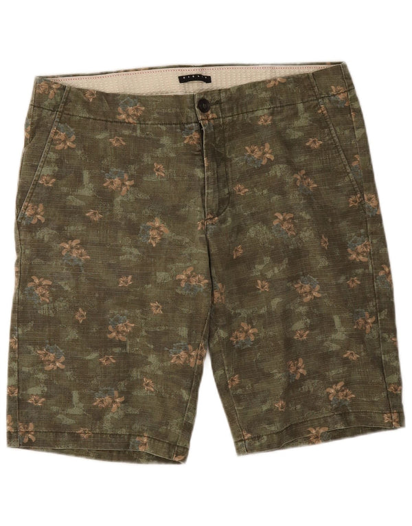 Pantaloncini chino da uomo Sisley IT 46 Small W32 Cotone floreale kaki