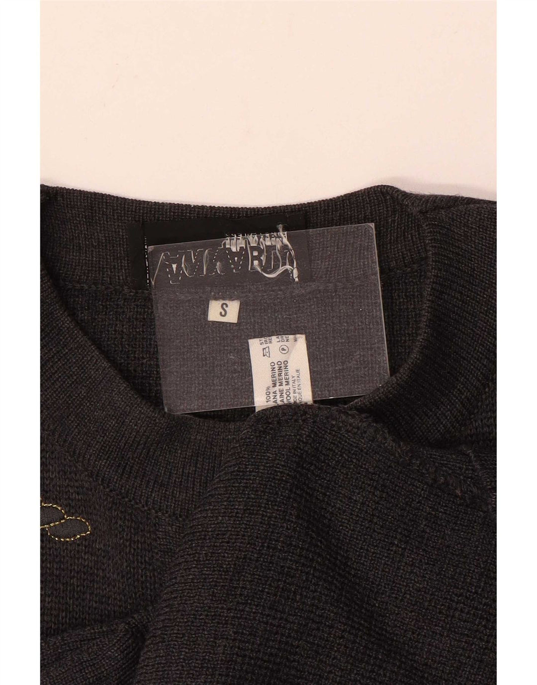 Maglione cardigan oversize da donna vintage UK 10 piccolo in lana grigia