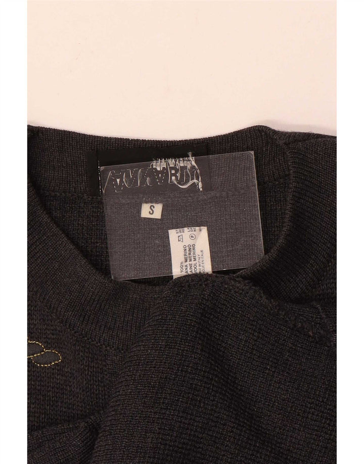 Maglione cardigan oversize da donna vintage UK 10 piccolo in lana grigia