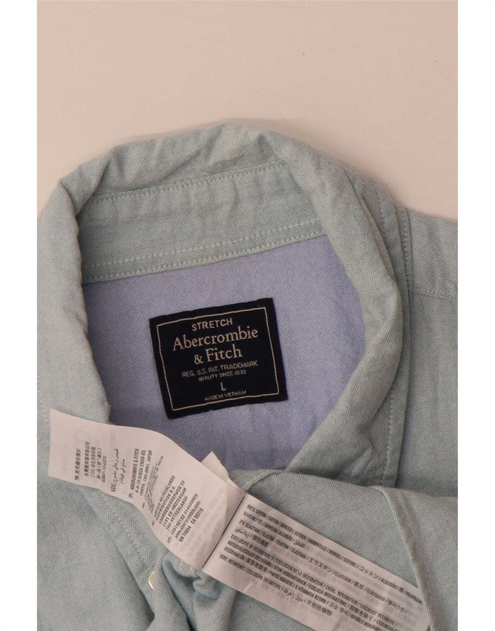 Camicia elasticizzata da uomo Abercrombie & Fitch grande in cotone blu