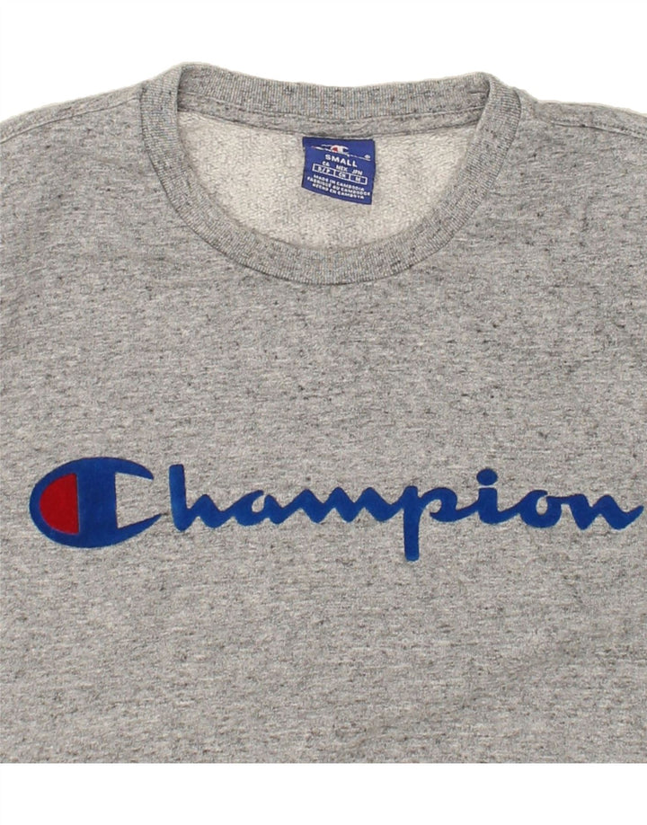 CHAMPION Mens Graphic Sweatshirt Jumper Small Grey Flecked Cotton Vintage Champion and Second-Hand Champion from Messina Hembry 