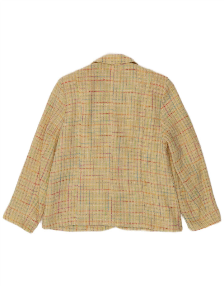 Giacca blazer vintage da donna a 3 bottoni IT 42 cotone a quadri giallo medio