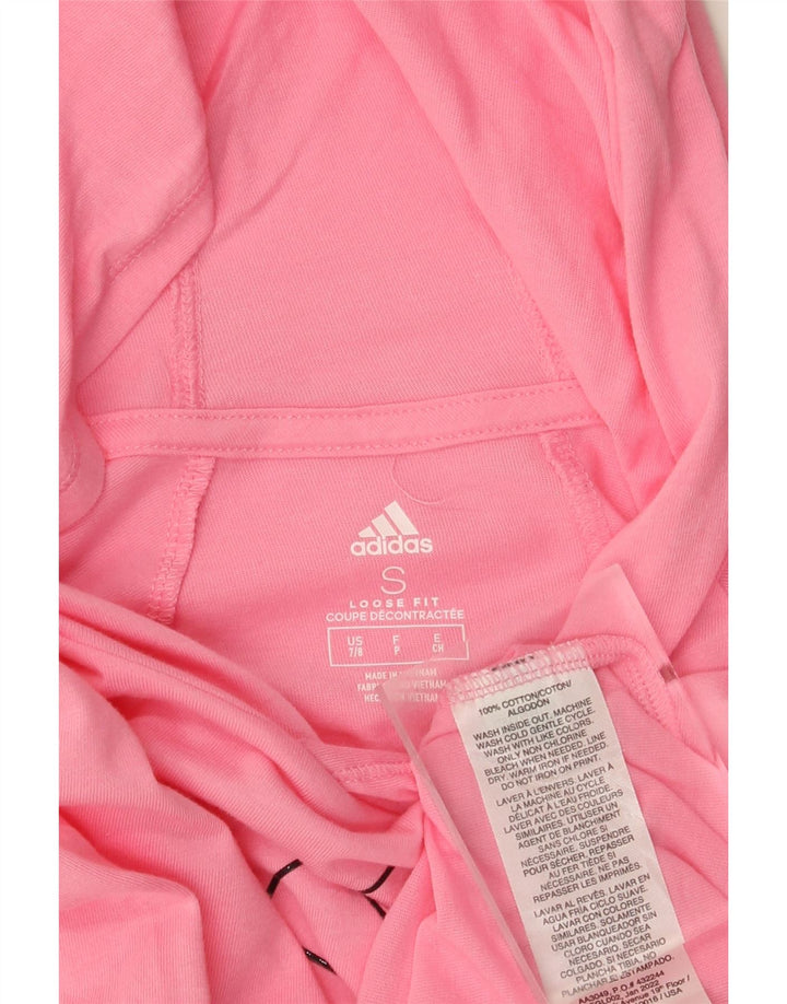 Felpa con cappuccio grafica Loose Fit da donna Adidas UK 10 Small Pink Cotton