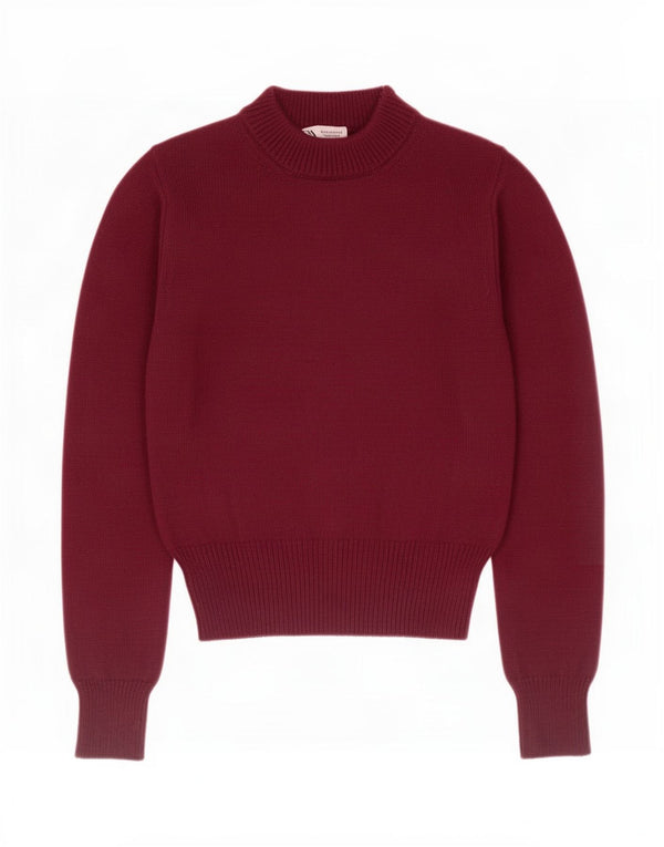 Zara Womens Crop Turtle Neck Jumper Sweater UK 12 Medium Burgundy
