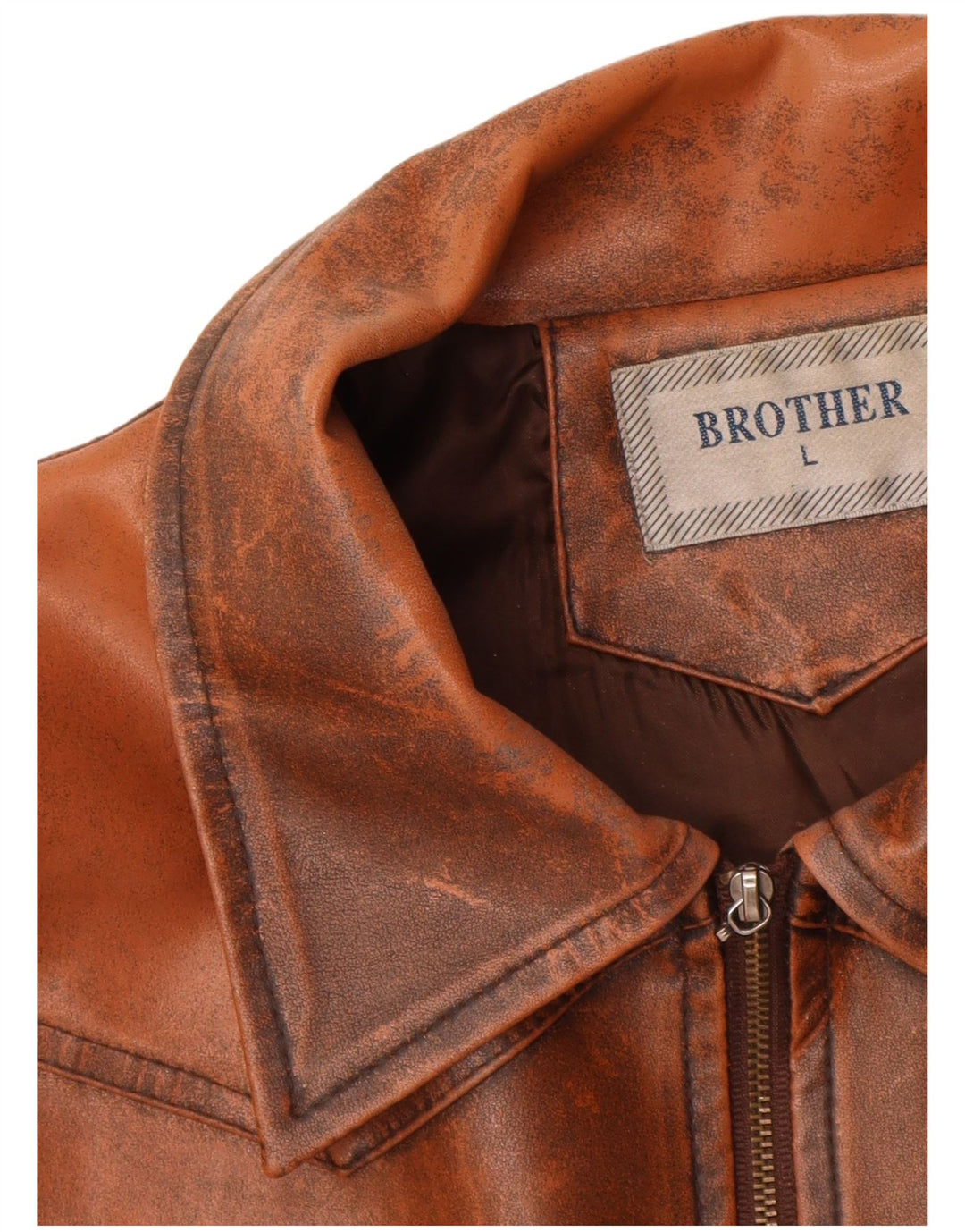 Giacca in pelle da donna VINTAGE UK 14 grande marrone