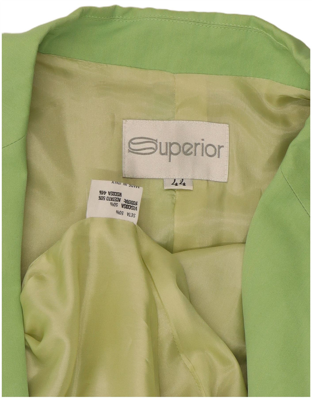 Giacca blazer doppiopetto da donna SUPERIOR IT 44 Seta verde medio