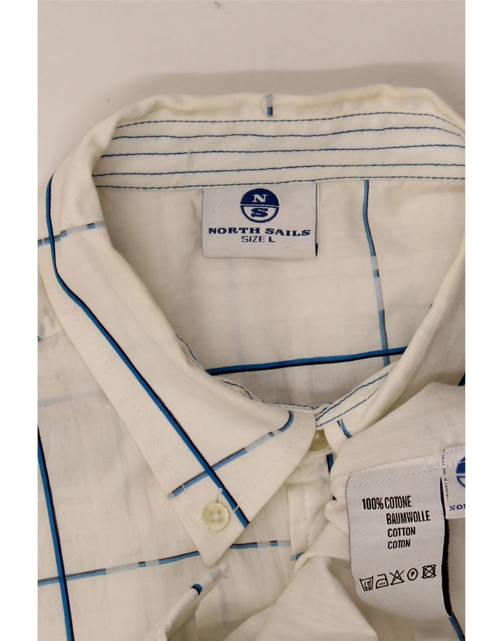 NORTH SAILS Camicia a maniche corte con grafica da uomo in cotone a quadri bianchi grandi