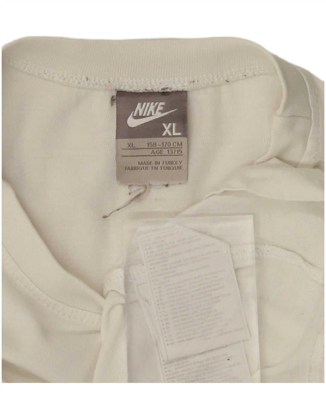 NIKE Boys Graphic Top Long Sleeve 13-14 Years XL  White Cotton