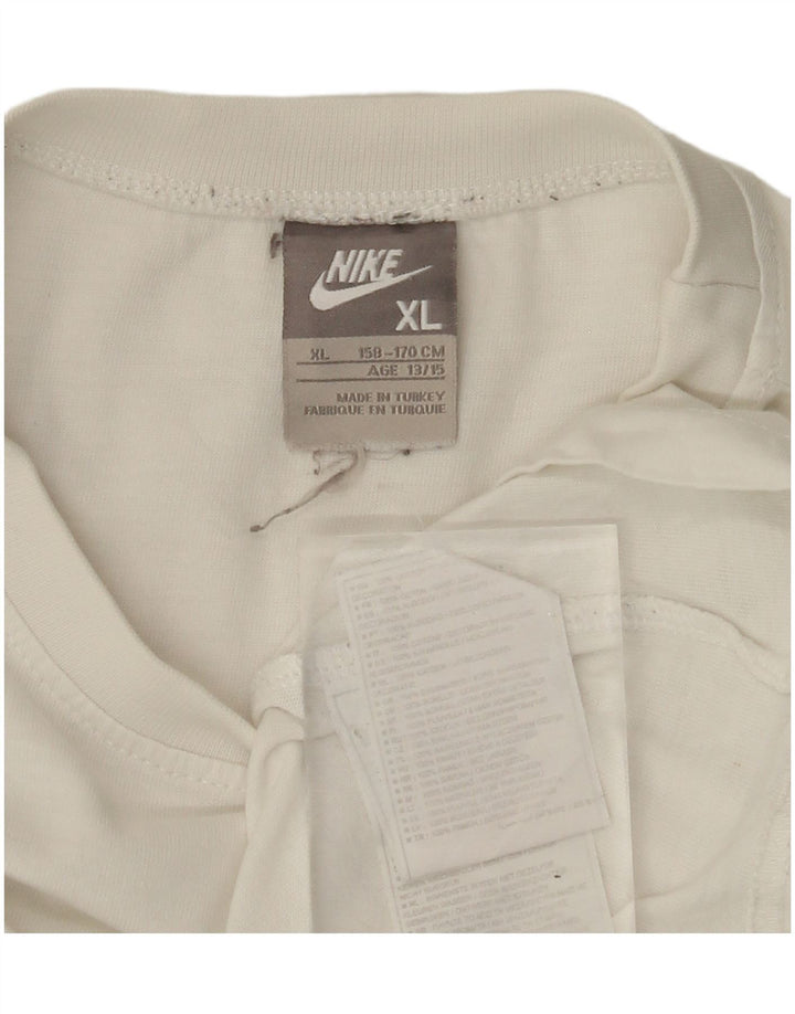 NIKE Boys Graphic Top Long Sleeve 13-14 Years XL  White Cotton