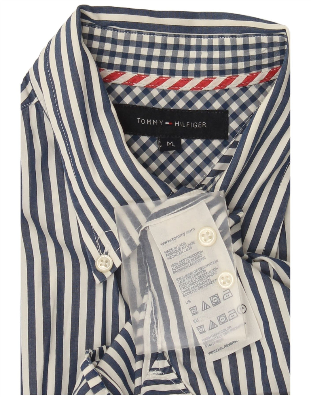 Camicia da uomo Tommy Hilfiger in cotone a righe blu medio