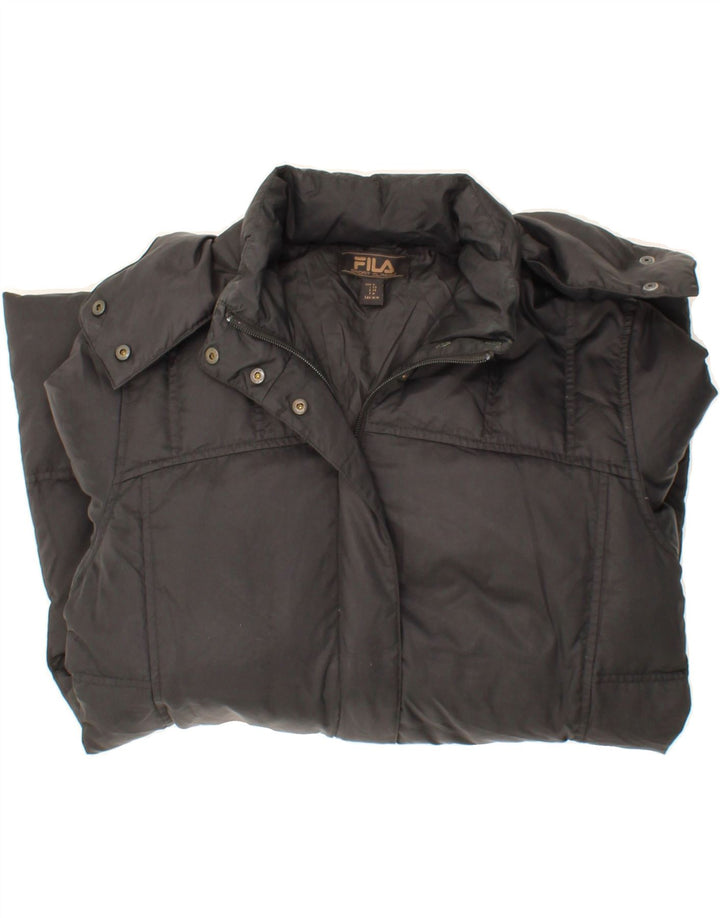 FILA Womens Hooded Padded Jacket IT 44 Medium Black Polyamide Vintage Fila and Second-Hand Fila from Messina Hembry 