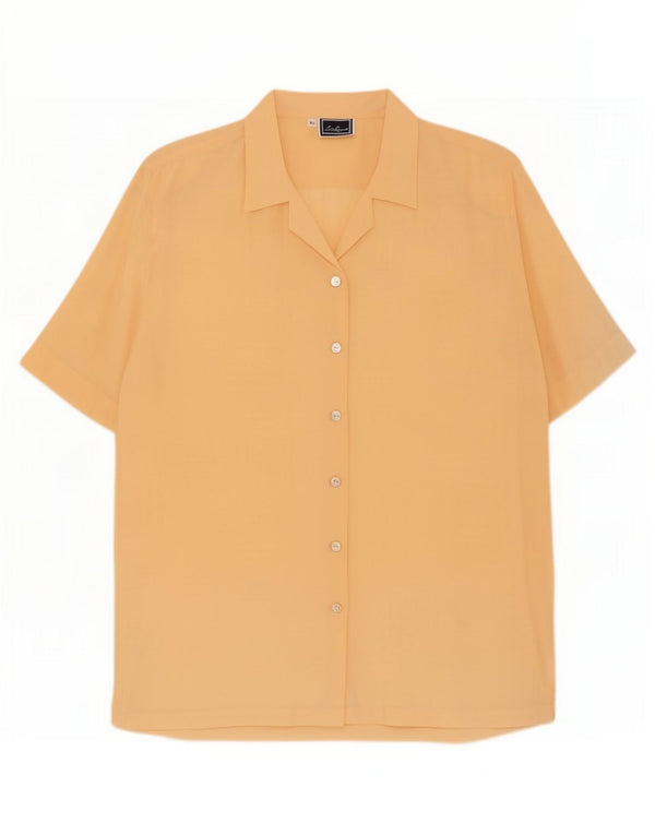 Luisa Spagnoli camicia a maniche corte da donna camicetta UK 18 XL seta gialla