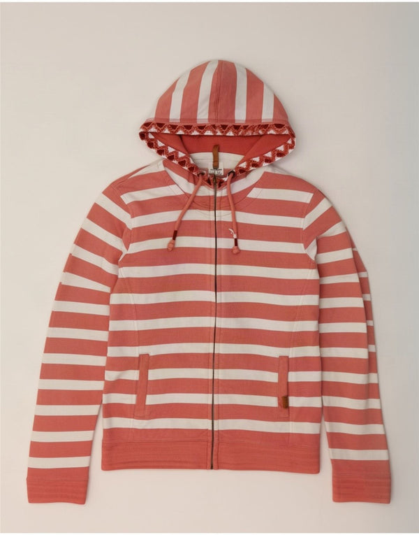 Maglione con cappuccio e zip da donna Fat Face UK 10 Piccolo cotone a righe rosa