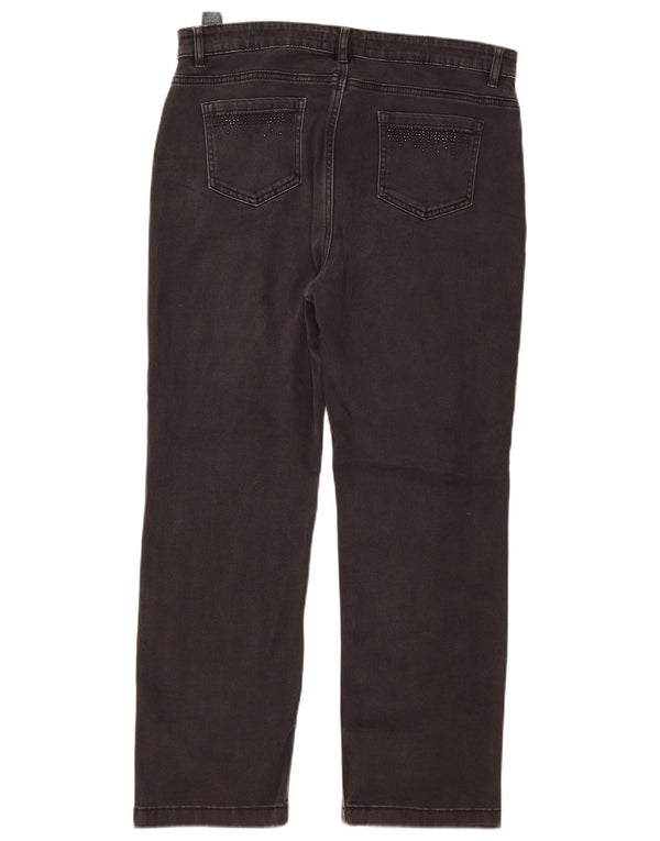 Jeans dritti da donna Marks & Spencer UK 16 Large W36 L28 Cotone nero