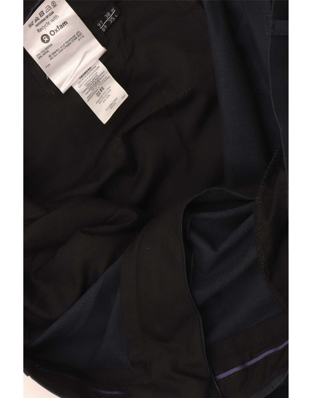 Pantaloni da abito dritti autografi da uomo Marks & Spencer W38 L35 blu navy