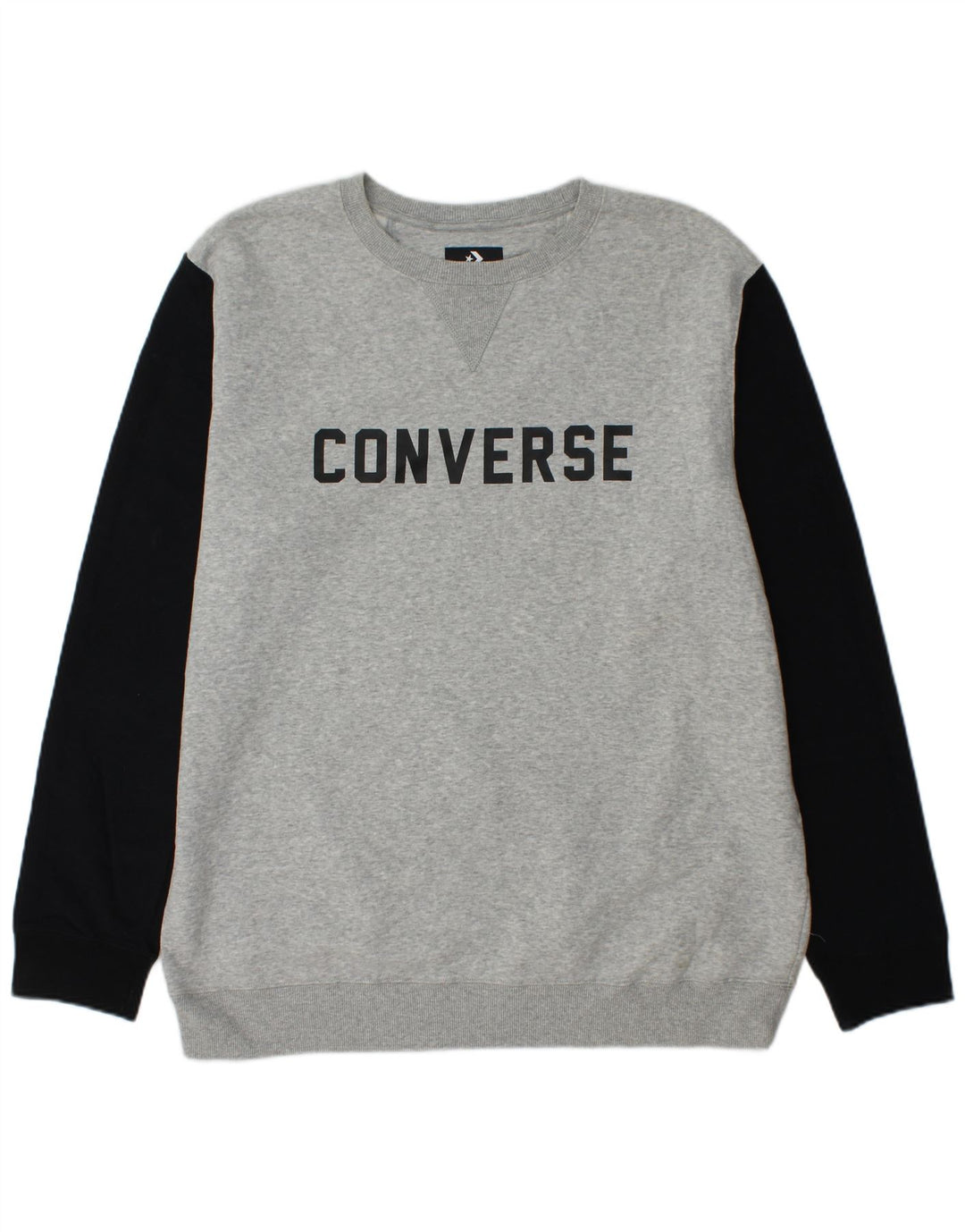 CONVERSE Felpa grafica da uomo Maglione XL Cotone color block grigio