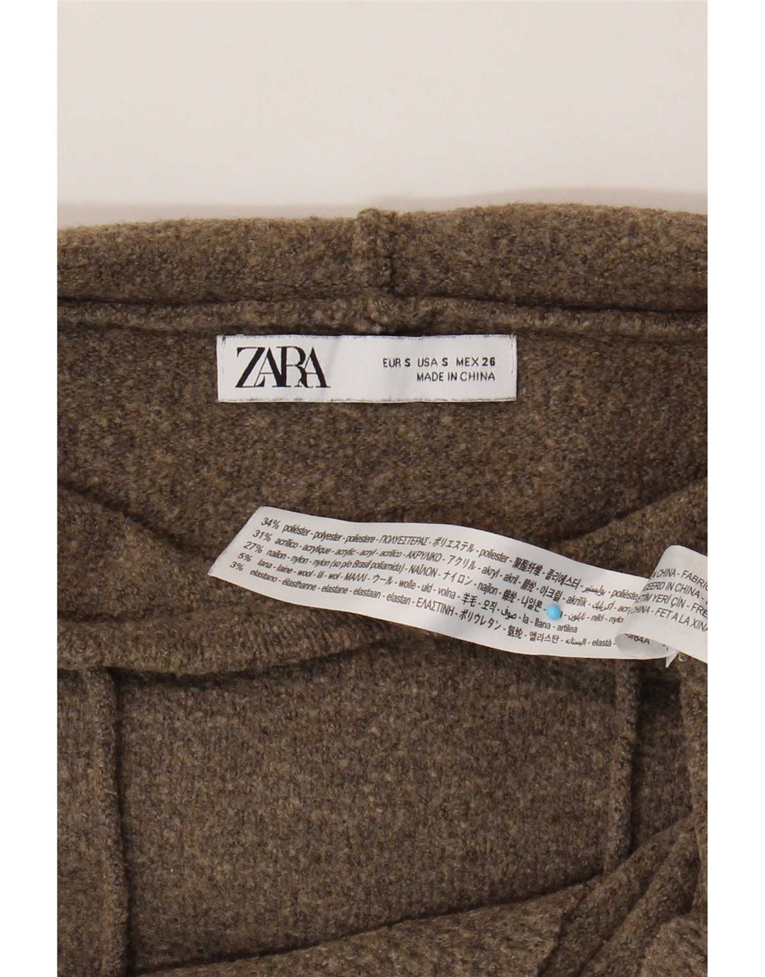 Maglione oversize con cappuccio da donna Zara UK 10 piccolo poliestere marrone
