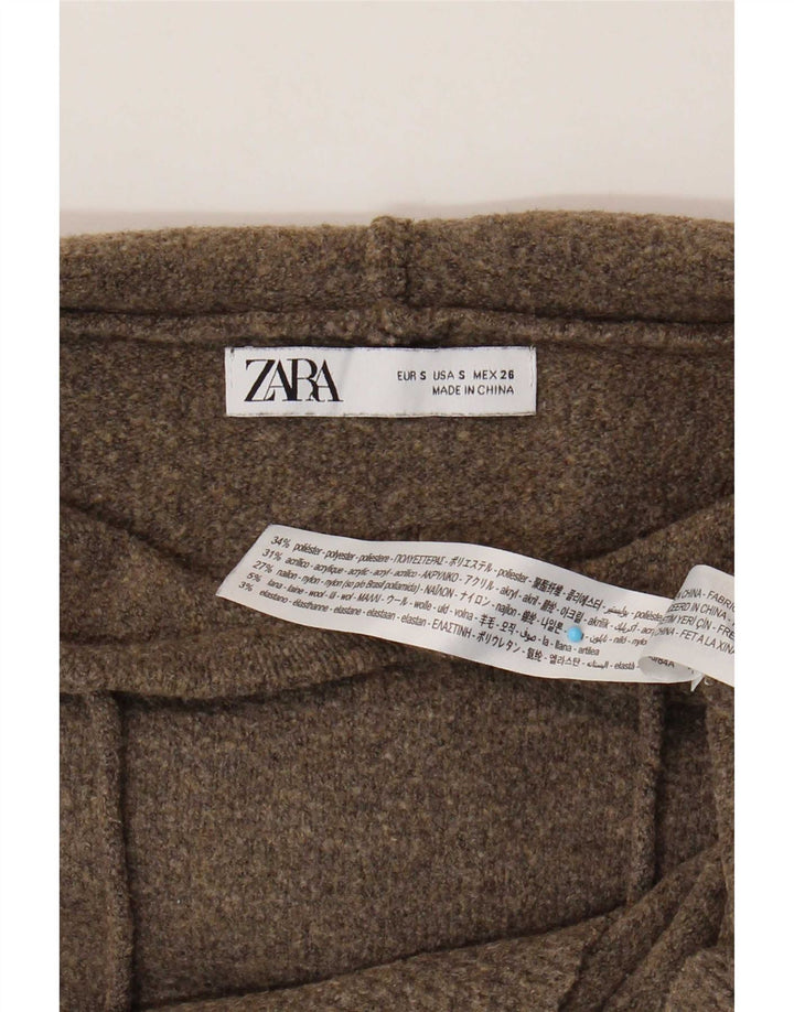 Maglione oversize con cappuccio da donna Zara UK 10 piccolo poliestere marrone