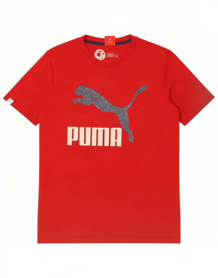 T-shirt grafica da uomo Puma Top in cotone rosso medio