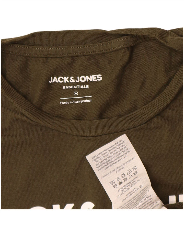 T-shirt grafica da uomo Jack & Jones Top piccola in cotone kaki