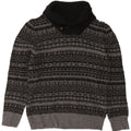 EDDIE BAUER Maglione da uomo con collo a scialle piccolo in lana Fair Isle grigia