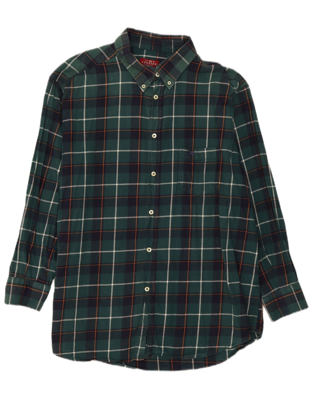 Camicia Carrera da uomo vestibilità regolare in flanella 2XL cotone a quadri verde
