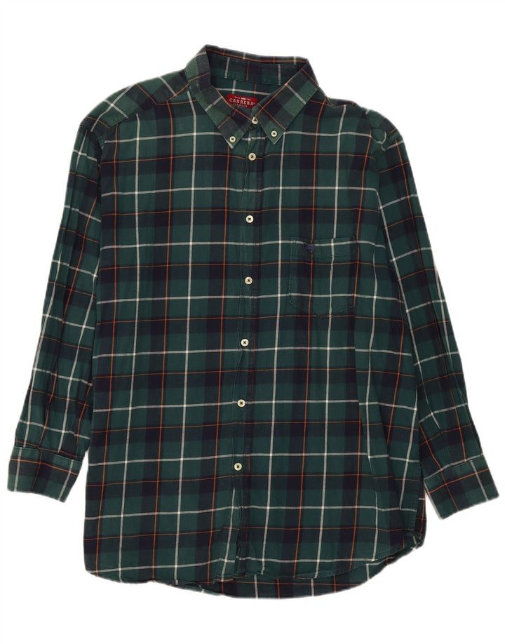 Camicia Carrera da uomo vestibilità regolare in flanella 2XL cotone a quadri verde
