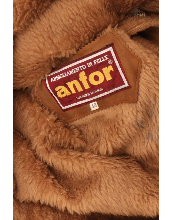 Giacca da uomo in pelle scamosciata Sherpa Anfor IT 48 in pelle marrone medio