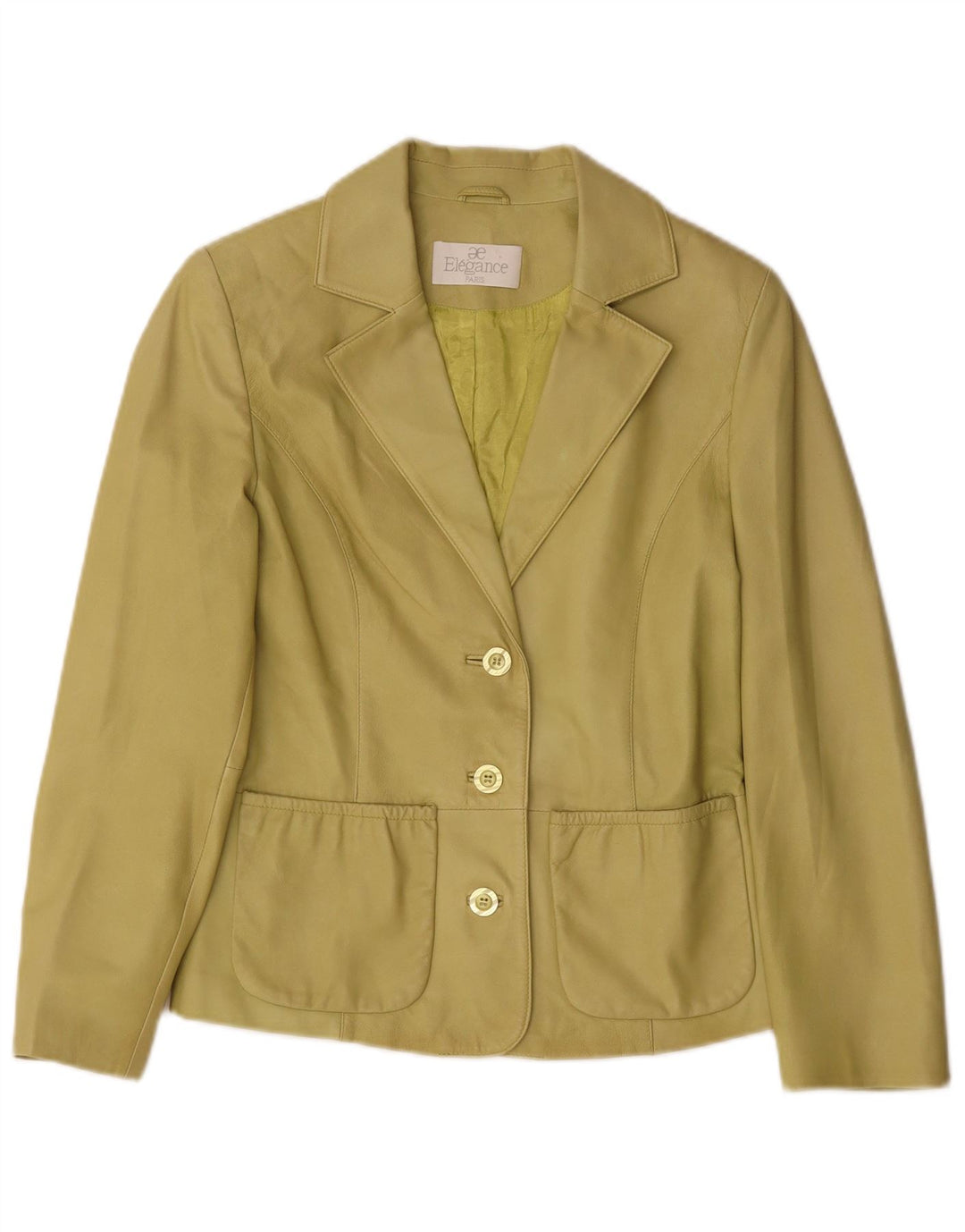 Giacca blazer in pelle da donna a 3 bottoni Elegance UK 10 piccola in pelle verde