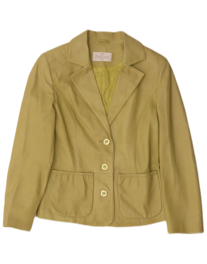 Giacca blazer in pelle da donna a 3 bottoni Elegance UK 10 piccola in pelle verde