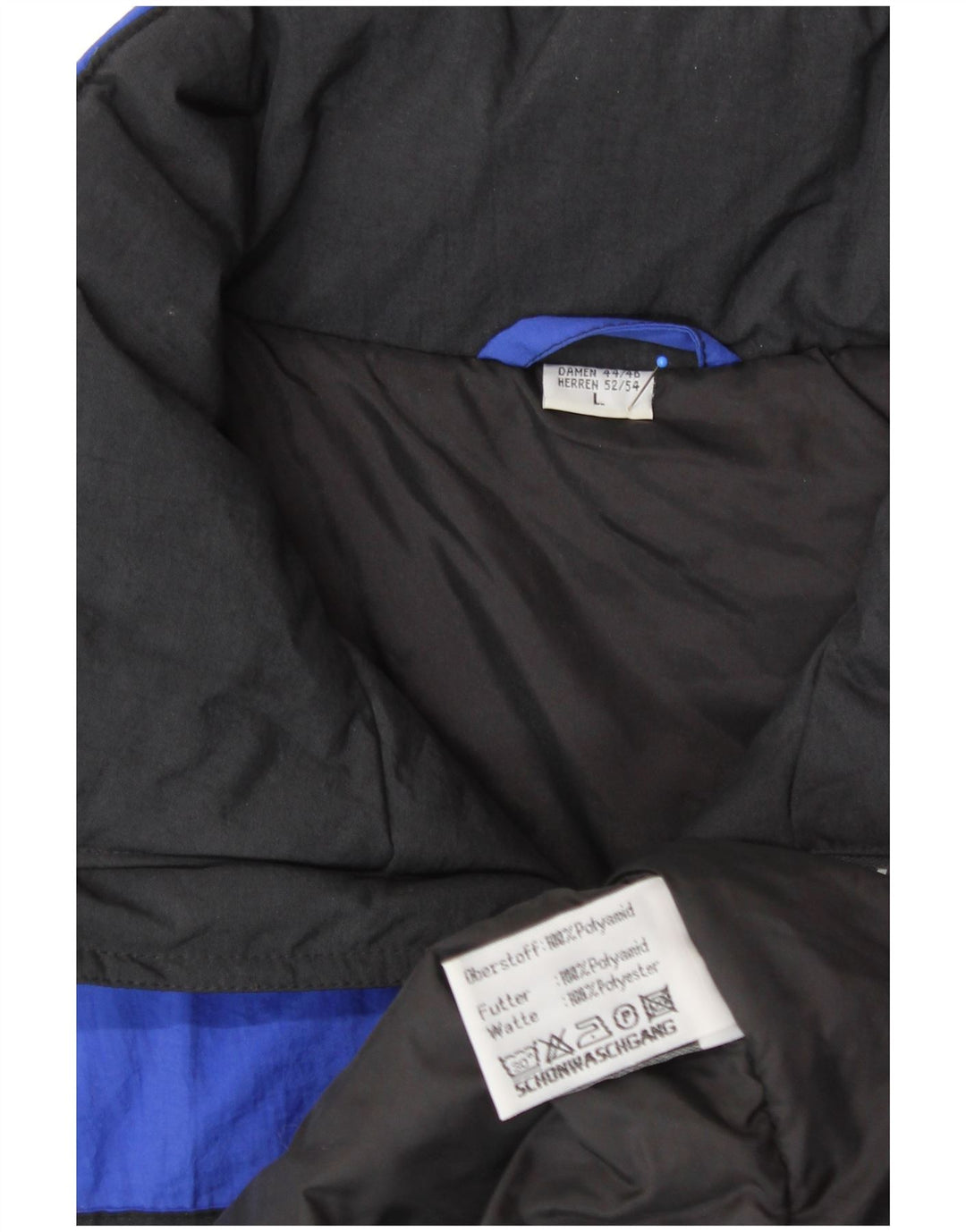 Giacca da sci con cappuccio da uomo VINTAGE UK 40 Large Blu in poliammide