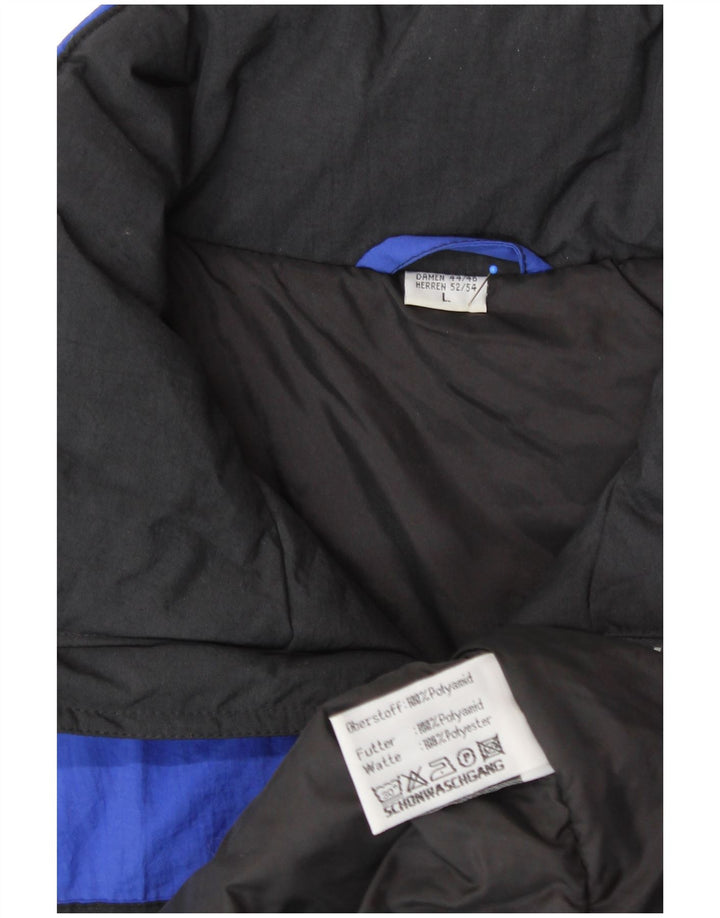 Giacca da sci con cappuccio da uomo VINTAGE UK 40 Large Blu in poliammide
