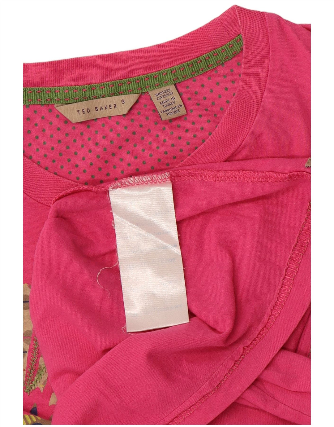 T-shirt grafica da donna Ted Baker taglia 3 in cotone floreale rosa medio