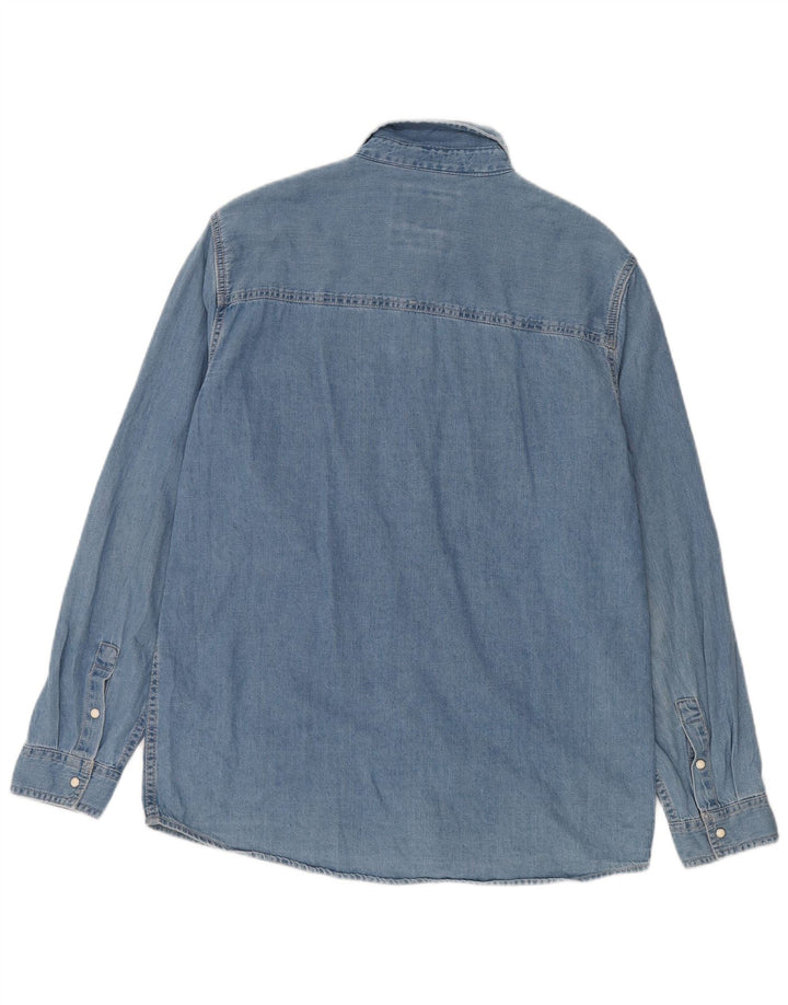 Camicia in denim da uomo Zara grande in cotone blu
