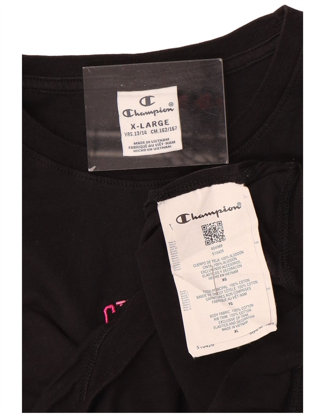 Maglietta Bambina CHAMPION Top 13-14 Anni XL Cotone Nera