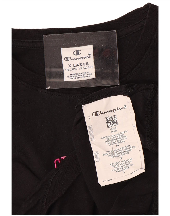 Maglietta Bambina CHAMPION Top 13-14 Anni XL Cotone Nera