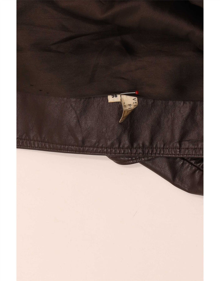 Cappotto doppiopetto in pelle vintage da uomo IT 56 2XL Marrone Classico