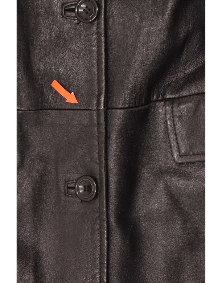 Cappotto in pelle vintage da donna UK 14 medio nero