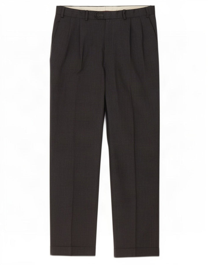 Pantaloni da abito con pegging da uomo Marks & Spencer W36 L33 in lana grigia