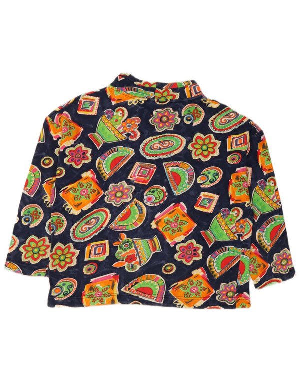 BENETTON Felpa per Bambina 11-12 Anni Grande Blu Navy Floreale