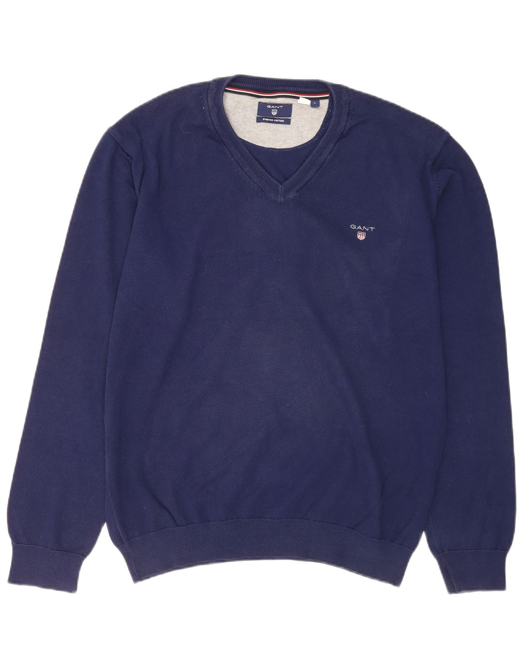 Gant Maglione da uomo con scollo a V grande in poliammide blu navy