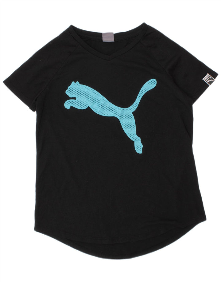 T-shirt grafica Puma per ragazze, 12-13 anni, grande, nera, in poliestere