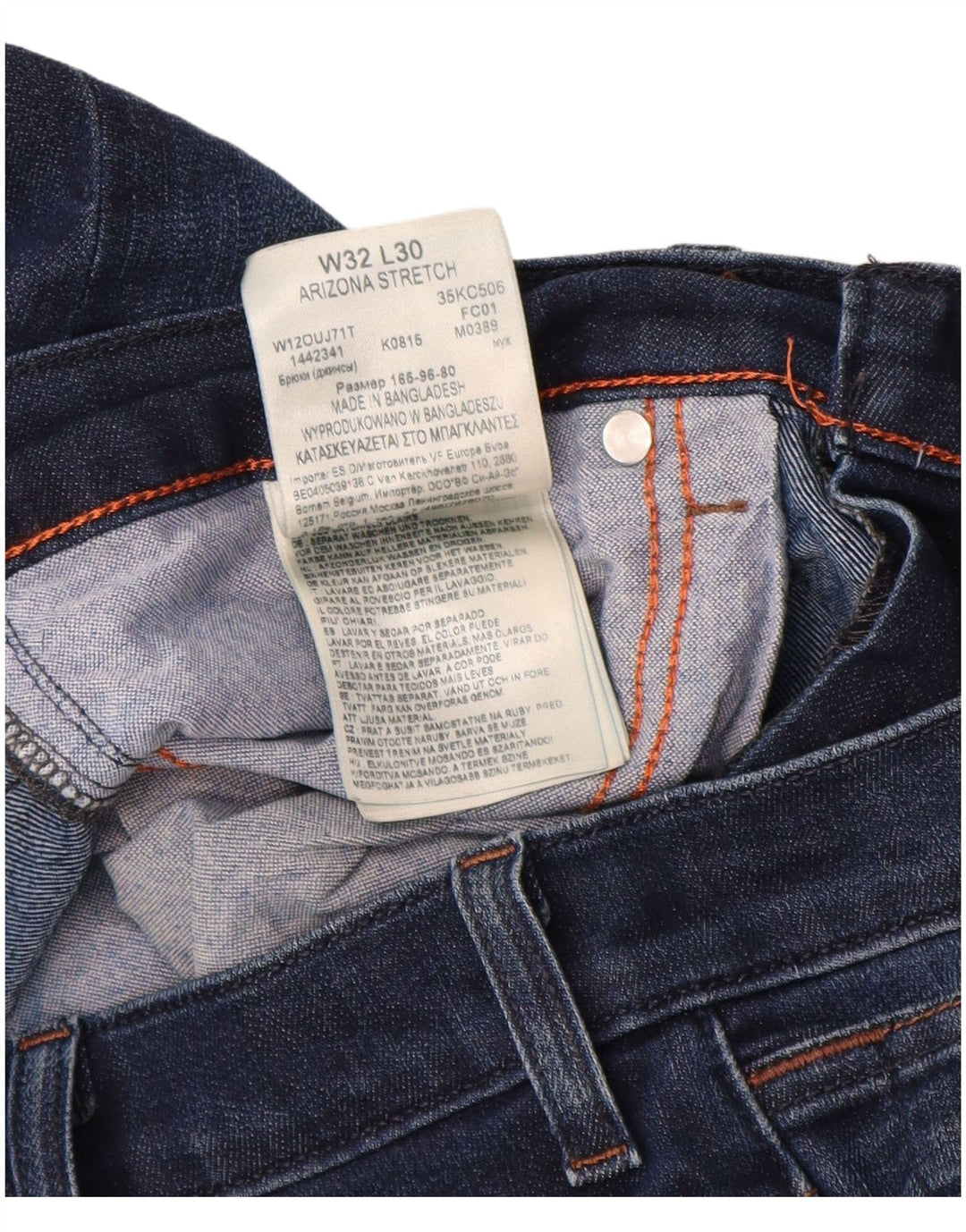 WRANGLER Jeans dritti elasticizzati Arizona da uomo W32 L28 cotone blu
