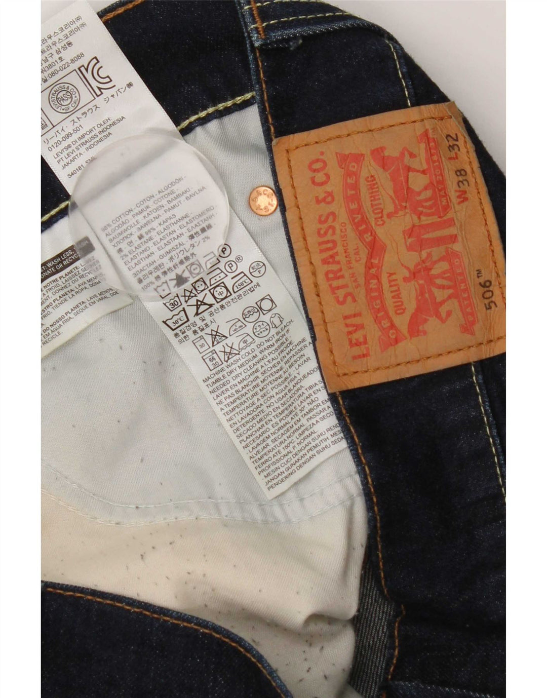 Levi's Uomo 506 Jeans dritti W38 L32 Cotone blu navy