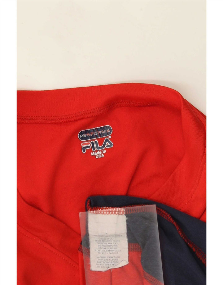 Fila Maglia da uomo a maniche lunghe grande rossa in poliestere color block