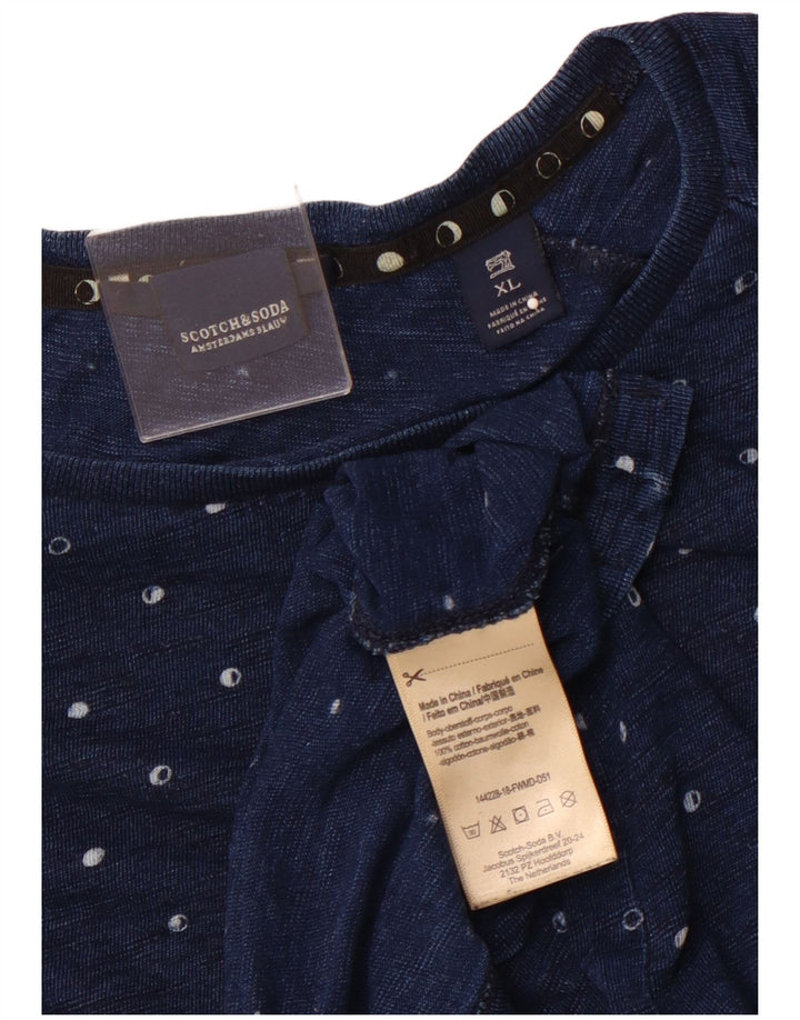 T-shirt da uomo SCOTCH & SODA Top XL in cotone maculato blu navy